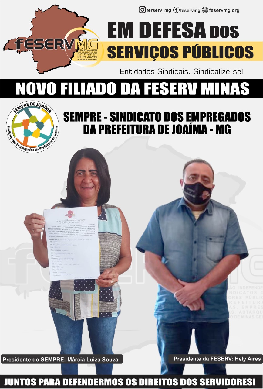 Sempre de Joaíma filia a Feserv-Minas e destaca o trabalho da federação 