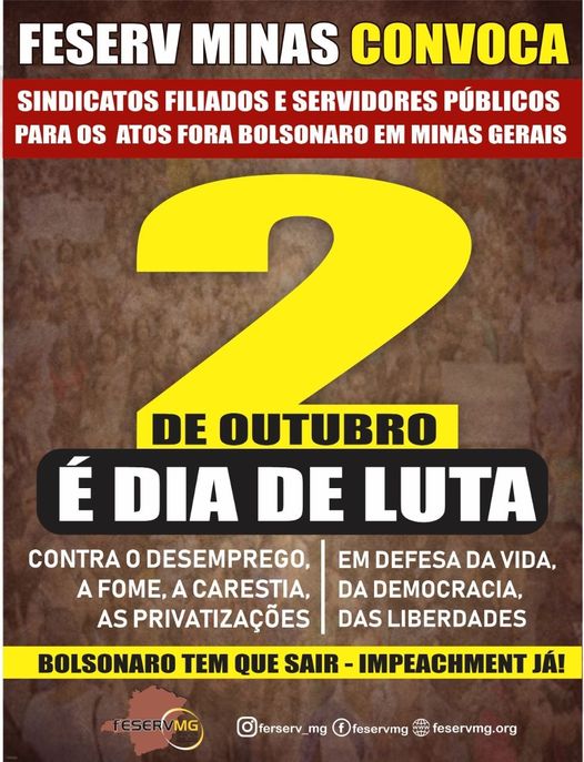 FESERV- Minas convoca Sindicatos filiados para atos deste sábado (2)