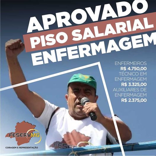 Feserv- Minas   abraçou a causa do piso da enfermagem e comemora sanção da Lei 